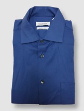  70 Calvin Klein Men's Blue Regular Fit Long Sleeve Dress Shirt Size 15 32-33