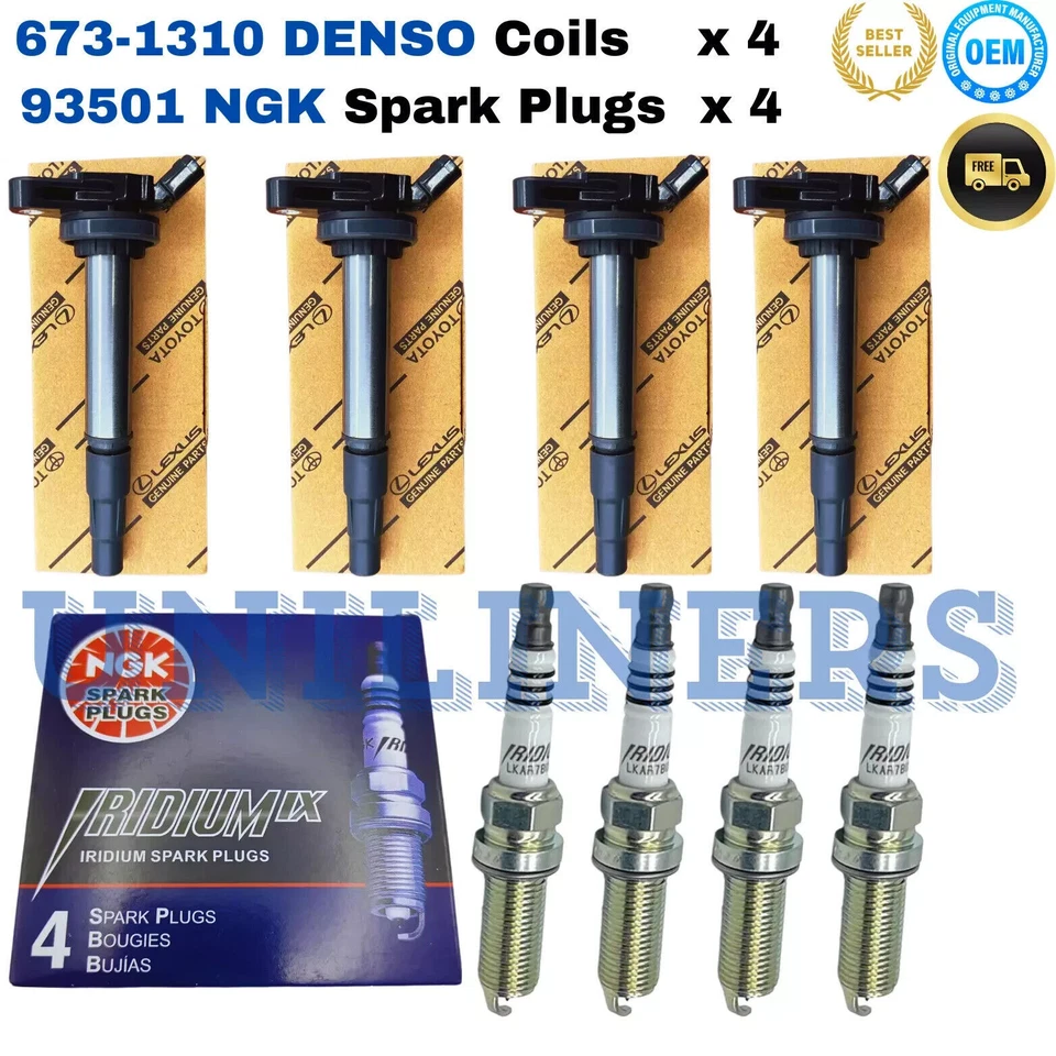 Bobinas de encendido Denso originales OEM 673-1310 para bujías Corolla 1,8 L y NGK 4 piezas Foto 3 de 4