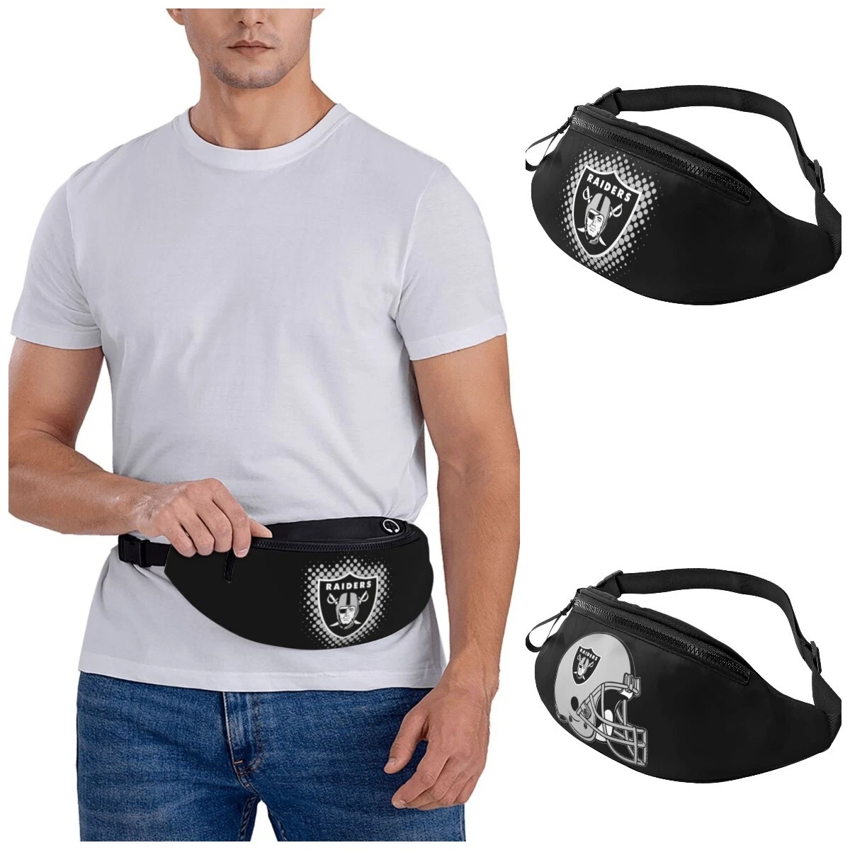 Las Vegas Raiders Running Belt Camping Waist Bag Dot Printed Zip Belt Bag