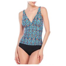 JANTZEN WOMEN'S TUMMY CONTROL ONE PIECE SWIMSUIT BLACK/GEO MULTI SELECT SIZE NEW