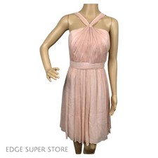 J Crew Pale Light Pastel Pink Halter Silk Chiffon Cocktail Bridesmaid Dress 2