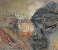 Vasil Dokev - Father (1938 - 2017)  Watercolor modernist composition signed