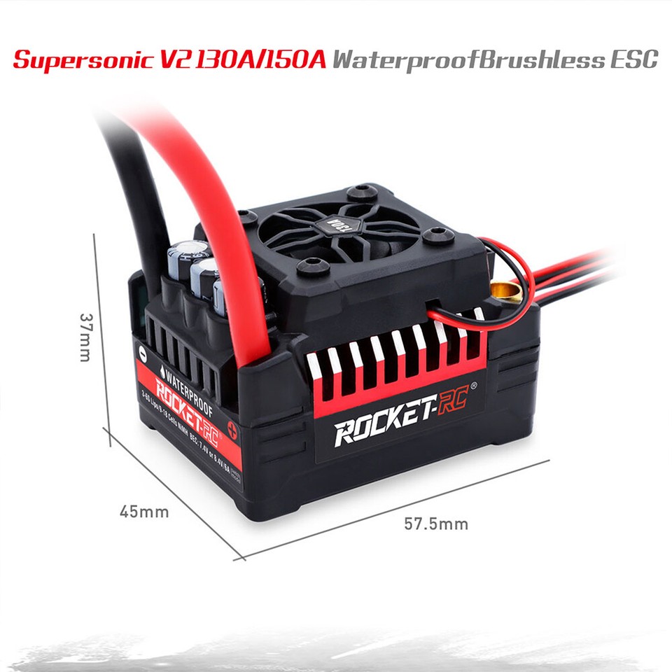 Variateur Brushless Rocket RC 130A/160A Étanche - Pour Voiture RC 1/7 1/8 Buggy & Truck