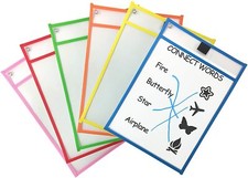 Dry Erase Pocket Sleeves Assorted Colors 6-Pack 