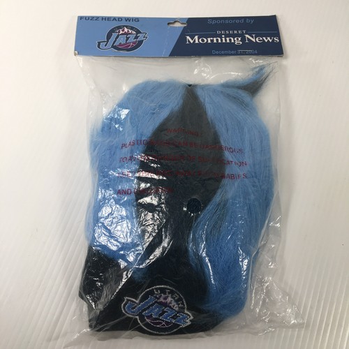 Utah Jazz Fuzz Head Wig Faux Fur Hat Skull Cap Deseret Morning News 2004 Sealed - Picture 7 of 10