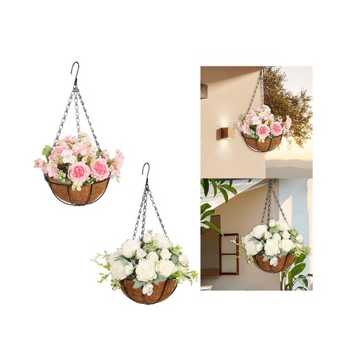 Künstliche Blumenampel - Seidenblumen Hängekorb Für Garten Und Terrasse