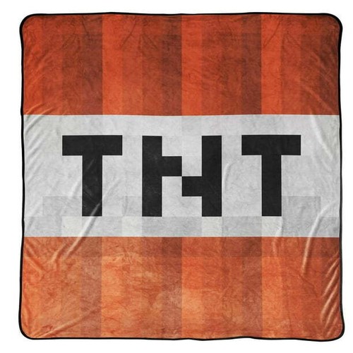 Minecraft TNT Fleece Throw 100% Polyester for Kids 53" x 53" Red Colored - 第 1/3 張圖片
