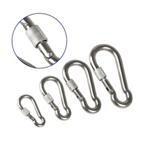 304 Stainless Steel Spring Hook Carabiner Clip Snap - Locknut Carabiner M4 - M12