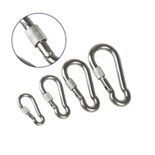 304 Stainless Steel Spring Hook Carabiner Clip Snap - Locknut Carabiner M4 - M12
