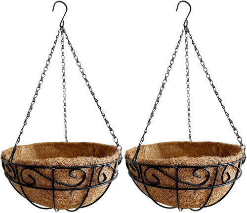 Hanging Planters for Outdoor Plants,2 Pack 12 Inch Wire Hanging Baskets with Coc