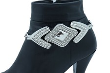 Women Silver Boot Metal Chain Anklet Bracelet Shoe Charm Bling 80's Arrow Style