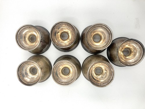 Set aus 7 antiken Dessertbechern Sterlingsilber & geätzten Kristalleinsätzen - Bild 3 von 21