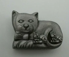 Torino Pewter Kitty Cat Earrings & Brooch Set Box
