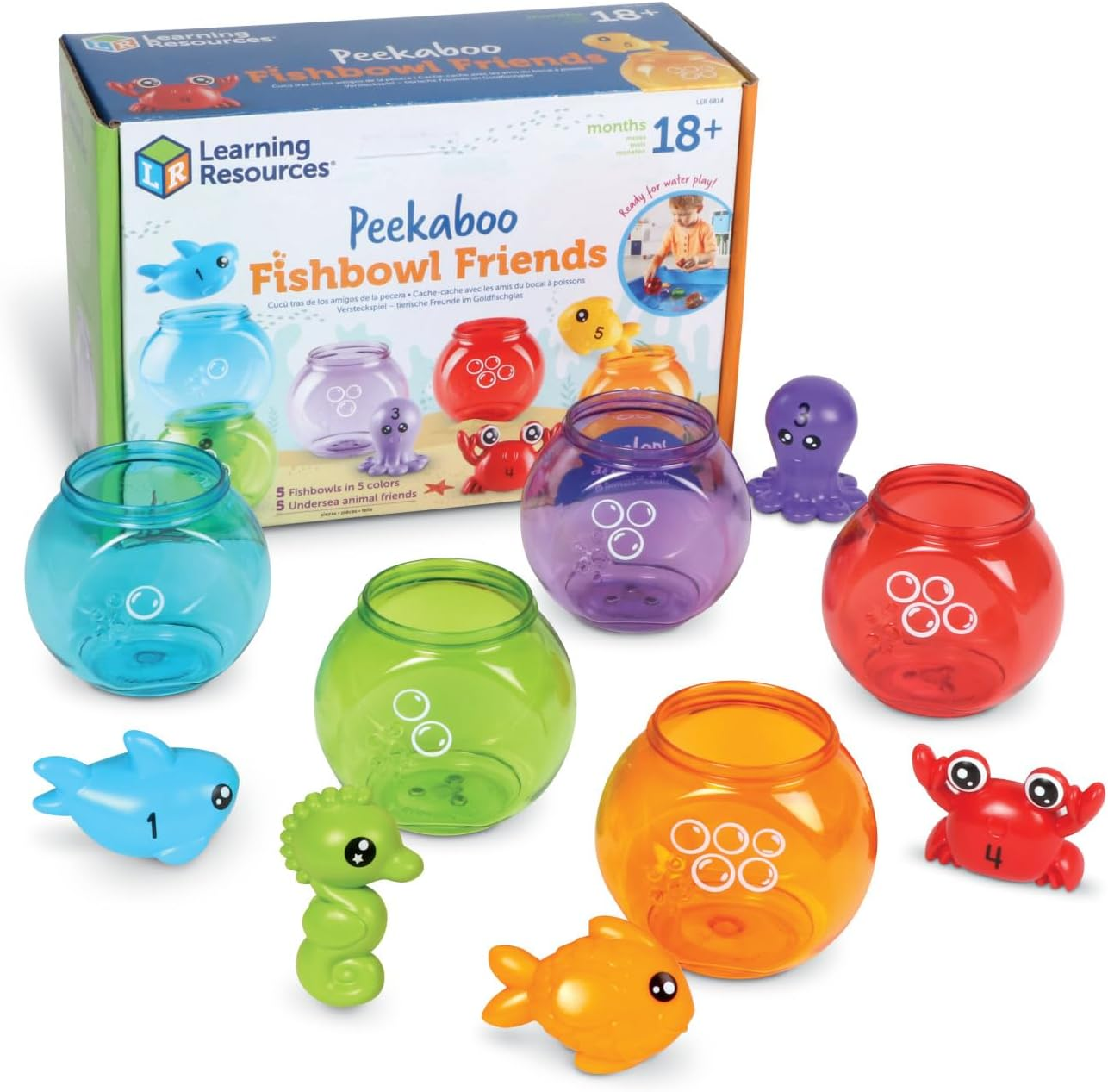 Peekaboo Fishbowl Friends Learning Toy Set for Toddlers 18+ Months - 10-Piece Early Development Game  -image