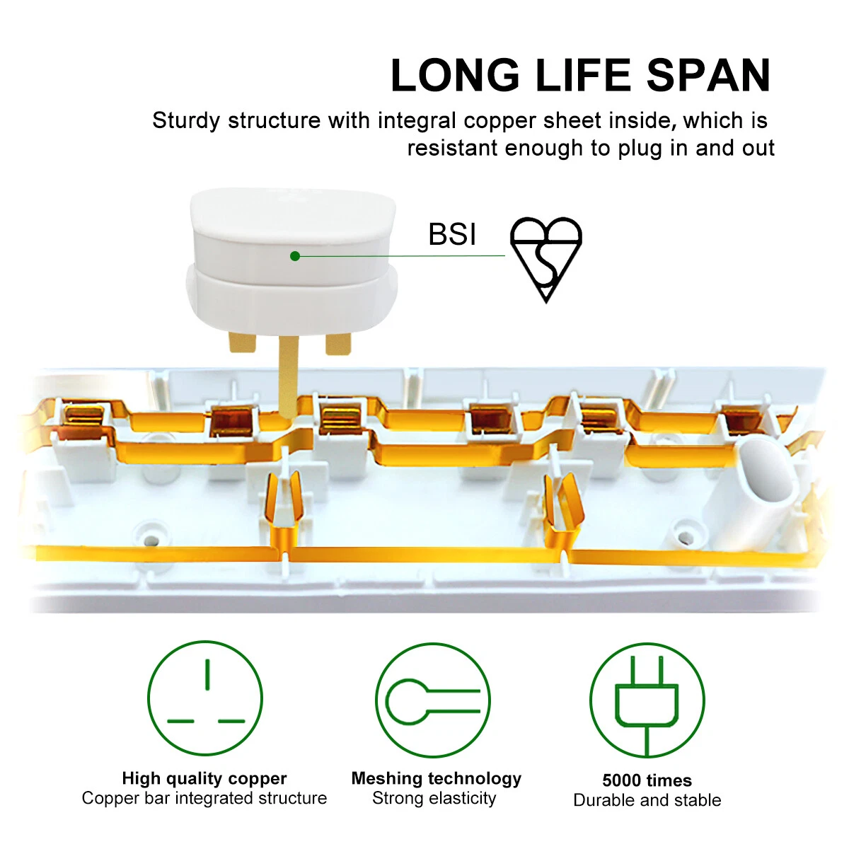 4/6 Way Gang 1m/2m/5M Cable Switched Surge Protect Extension Lead Plug Sockets - Picture 4 of 12