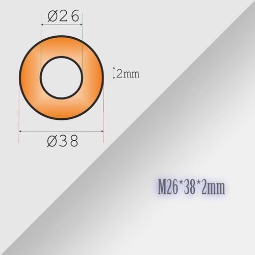 M26 / M42 Thick 2mm Metric Copper Flat Ring Oil Drain Plug Crush Washer Gaskets - Imagen 8 de 25