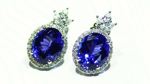 6,81 KT 18K Gold Natürlicher Tansanit Diamant Nieten Halo Verlobungsohrringe Vintage - Bild 4 von 8