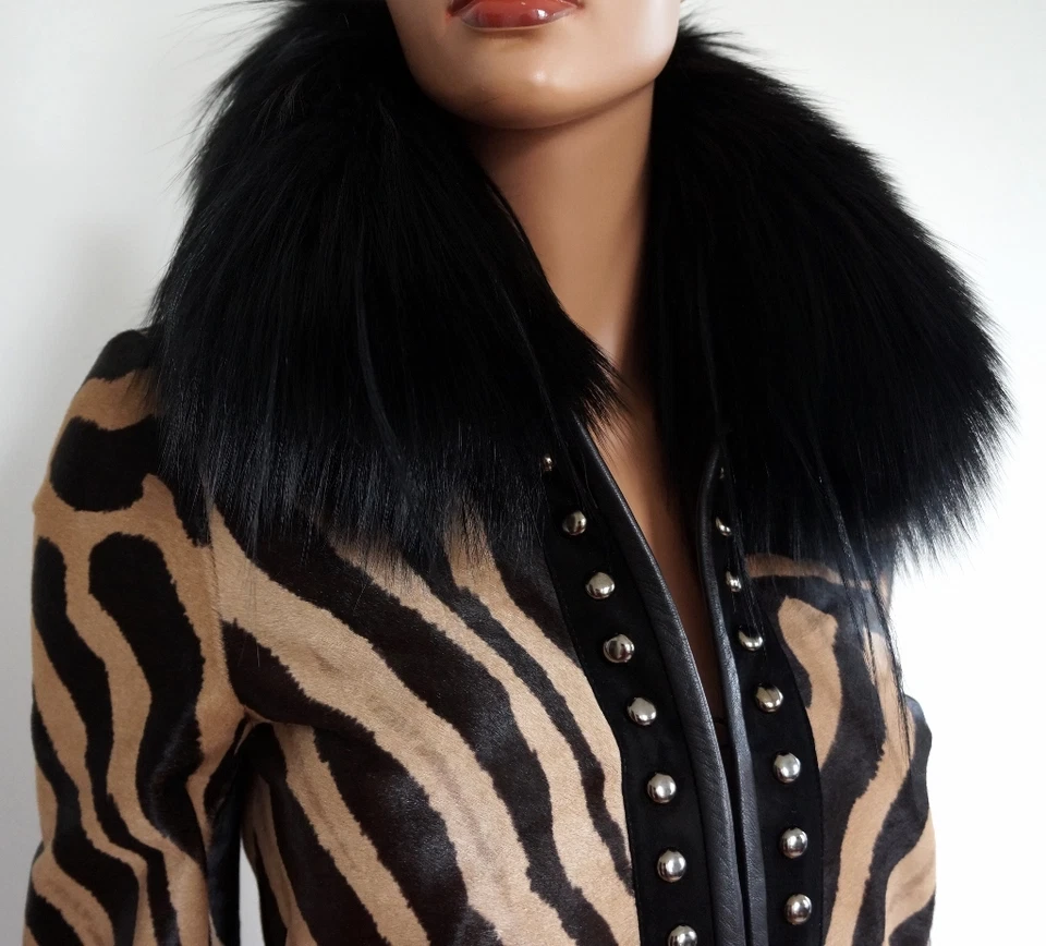 $21750 Auténtico Abrigo EMILIO PUCCI Estampado Animal Pelo de becerro CABRA Y ZORRO 38 US-2/4 Foto 3 de 4