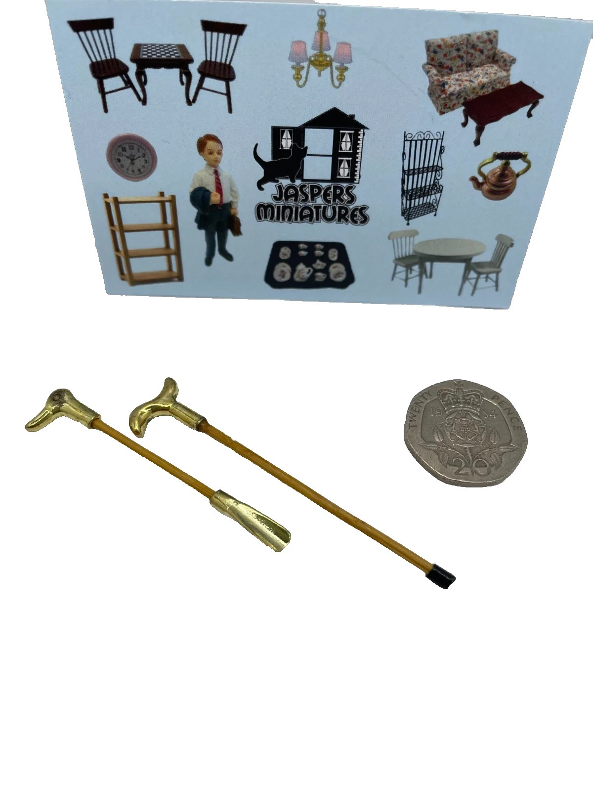 Dolls House Shoehorn and Cane Hallway Gents Accessories Miniature 1:12th Scale