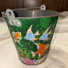 1950's-60's VINTAGE OHIO ART TIN LITHO AQUATIC SAND BUCKET PAIL 6.5" TALL