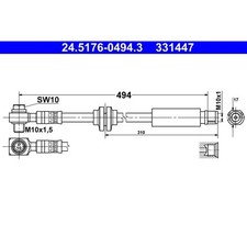 1x ORIGINAL® Ate Bremsschlauch Vorne passend für Opel INSIGNIA A Sports Tourer