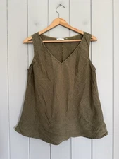 Kleen Tunic Linen Tank Top S Small Green Sleeveless Lagenlook Boho Coastal