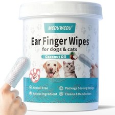 Dog Cat Ear Cleaner Wipes 60Ct Finger Pads Remove Wax Dirt Odor