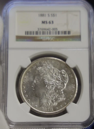 1881 S US Morgan Silver Dollar $1 NGC MS63