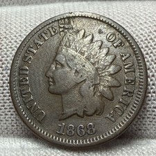 1868 Semi-Key Date Indian Head Cent Penny receive coin pictured #3506