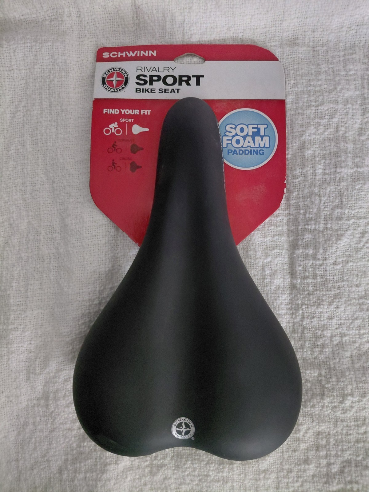 Schwinn Seat Rivalry Soft Foam Padding Sport Black Bike Bicycle Forward Saddle