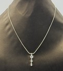 Silver Tone CZ Drop Pendant Necklace Snake Chain Clear Crystal Style Necklace