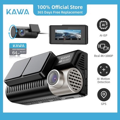 KAWA D11 4K Dash Cam Front and Rear, 4K+1080P