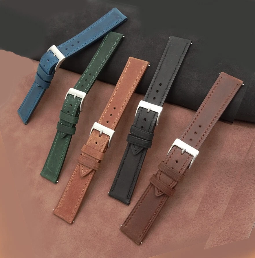 Uhrenarmband Echt Leder 18mm 19mm 20mm 21mm 22mm , Edelstahl Schließe - Bild 1 von 1