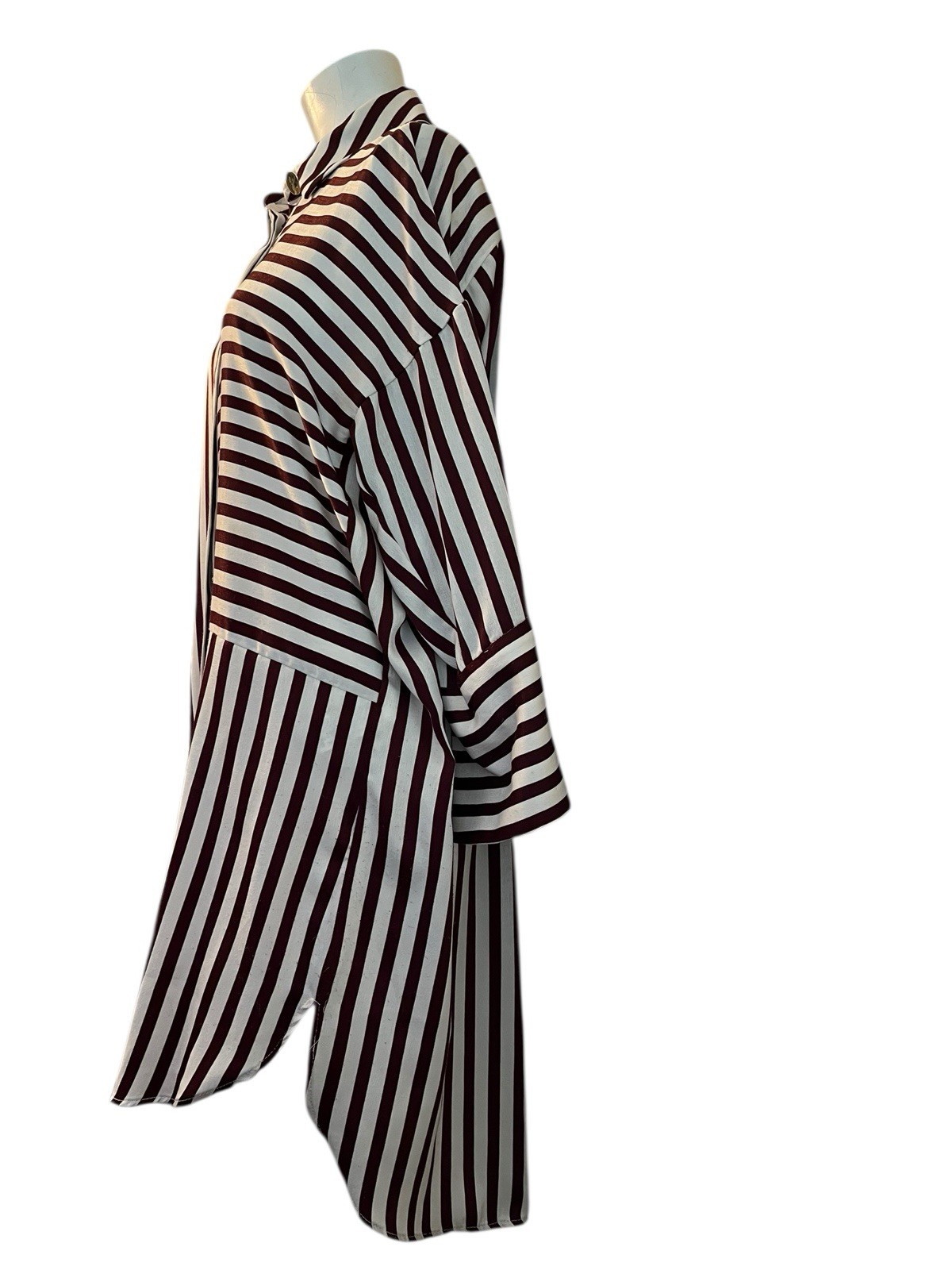 Zara Basic Collection Small Brown White Striped T… - image 3