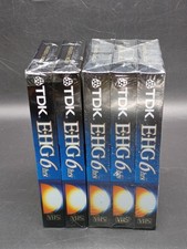 New Sealed TDK EHG Extra High Grade 6 Hours T-120 Blank VHS VCR Tapes 5 Pack