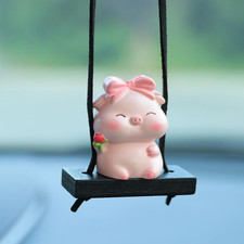 Cute Swing Pig Car Hanging Ornament, Lucky Piggy Car Rear View Mirror Pendant Ch