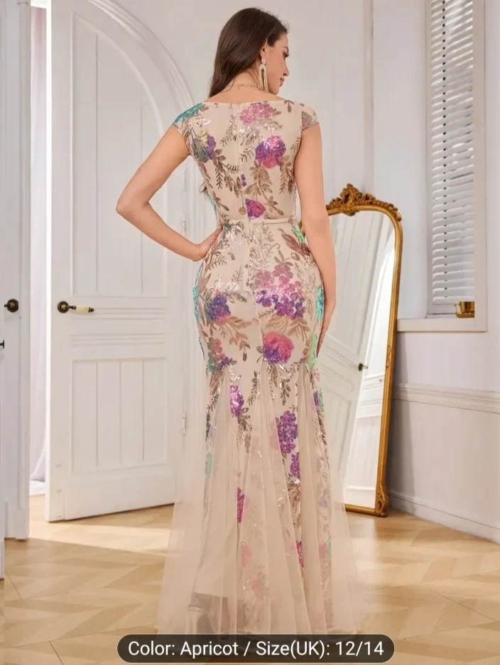 Maxi dress Bridesmaid evening gown multiway sleeveless Sequined formal infinity - image 4 of 4