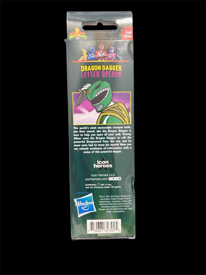 Power Rangers Green Ranger Dragon Dagger Gold Variant Letter Opener ...