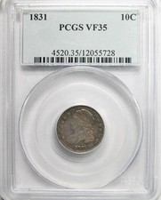 1831 Capped Bust Dime PCGS VF-35