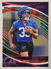 Jarquez Hunter 2025 Panini Absolute Red & Green Plaid #136(RC) LA Rams