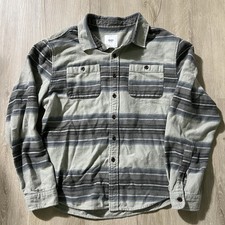 Katin Shirt Mens Medium Beige Striped Flannel Long Sleeve Button Up Outdoor