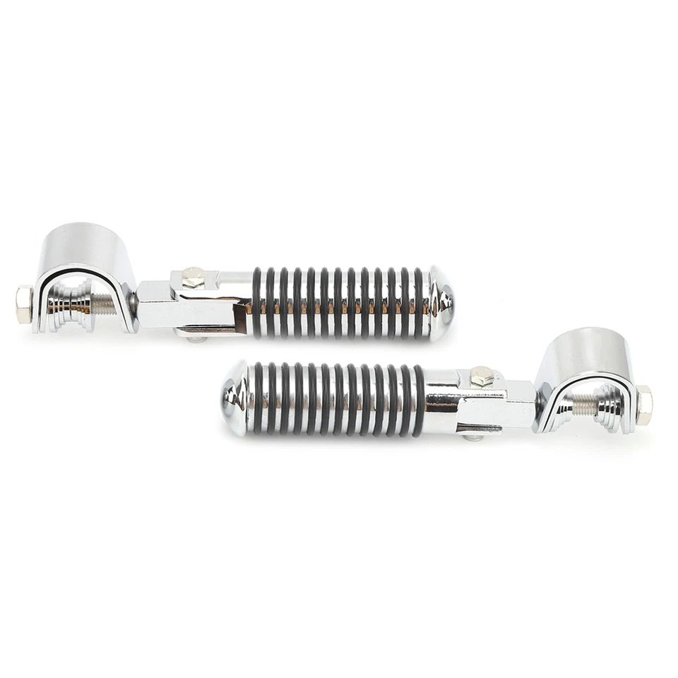 Par plateado de estriberas de motocicleta abrazadera reposapiés montaje para choque de motor de 1 pulgada Foto 3 de 4