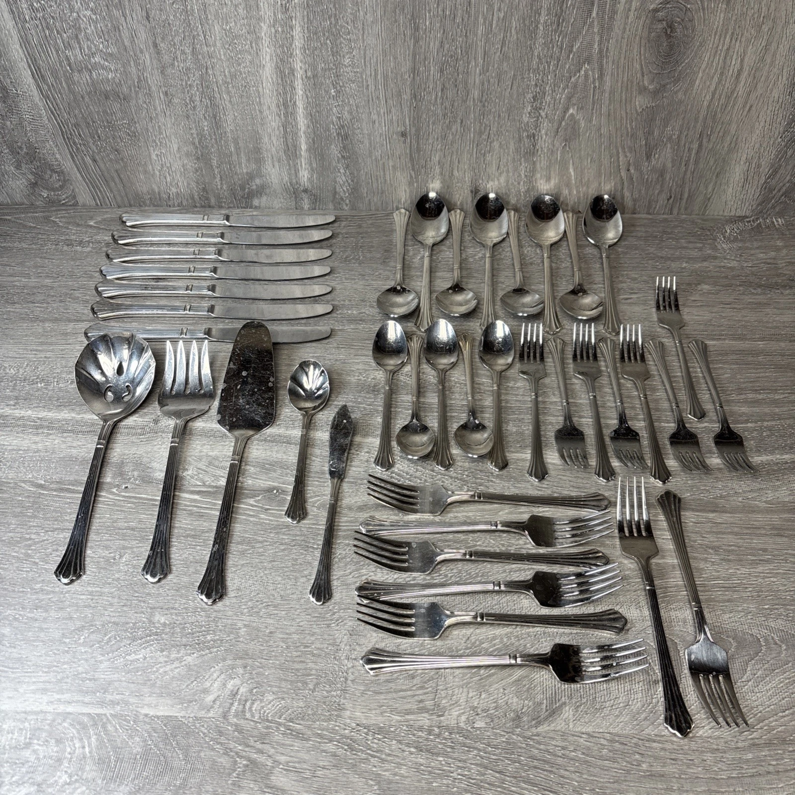 Vintage Retroneu CENTURY Stainless Flatware Silverware 41 Piece Light Wear 18/10