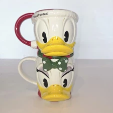 Brand New!! St Nicholas Sq. Disney Donald Duck & Daisy Stackable Mug Set, 10oz.