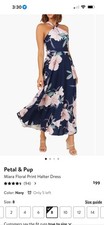 Petal & Pup Maxi Dress Floral Print Halter Navy Sleeveless Size 8