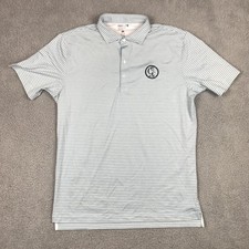 Johnnie-O Polo Shirt Mens Size Medium Blue Stripe Golf Short Sleeve UPF 50