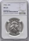 1962 Franklin Half Dollar NGC MS 64 Philadelphia Silver 50C