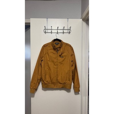 Members Only Mens Iconic Racer Jacket Mustard Tan Brown MM010111 Large