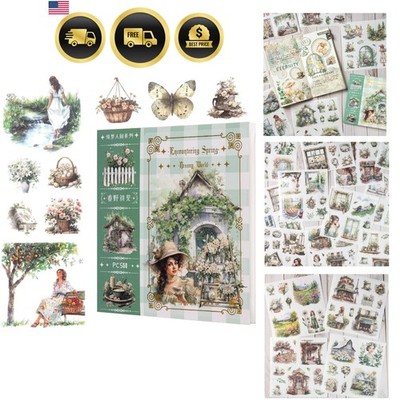 Garden Journal Stickers, 50 Sheets Washi Junk Journaling Sticker Book, Scrapb...
