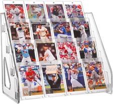 Elevated 4 Tier Clear Acrylic Card Display Stand for Trading Cards(4 Tier 1Pack)